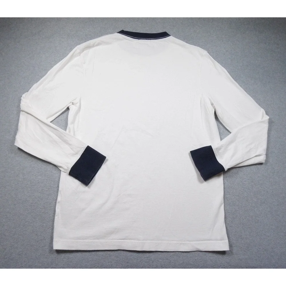 Jcrew Shirt Mens Medium White Long Sleeve Crewneck Tee Oarsman Adult Casual